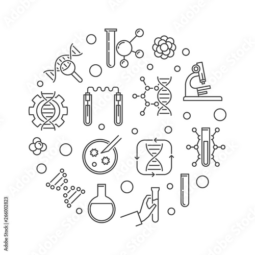 Genomics vector round concept science minimal illustration in outline style