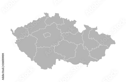 Vector isolated illustration of simplified administrative map of Czech Republic. Borders of the regions. Grey silhouettes