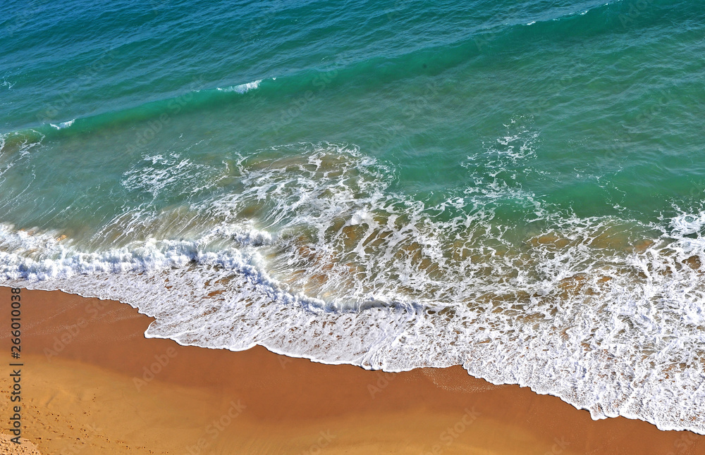 Top view of portuguese sandy beach