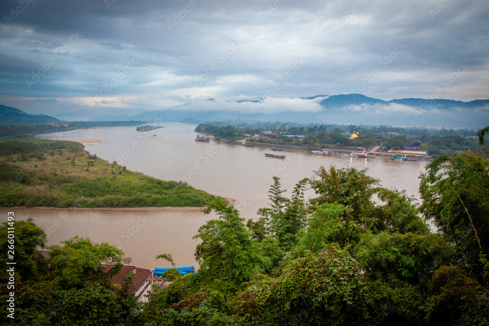 Fototapeta premium Golden Triangle at Mekong River, Chiang Rai Province