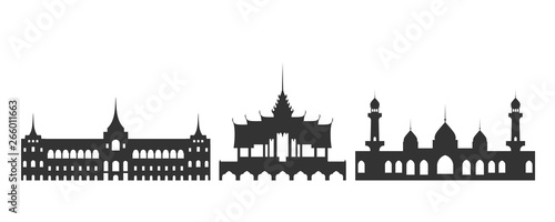 Thailand logo. Isolated Thai architecture on white background