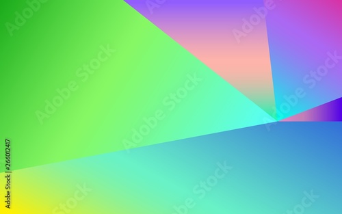 Gradient background in triangle shape. Green-blue pink red colors. Purple orange gradient. Multicolor background. Web background elements digital illustration. Light blue triangle gradient shape art