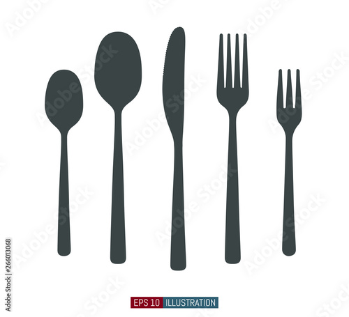 Spoons  forks and knifes flat silhouettes. Vector illustration. Elements for your design works.