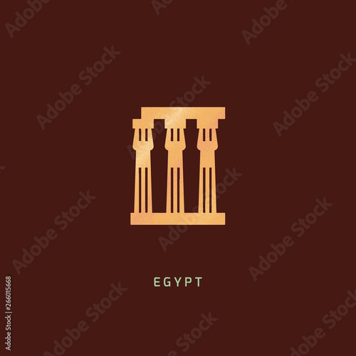 Isolated vector icon of Luxor Temple - the ruins of the temple of Amun-Ra, on the right bank of the Nile, in the southern part of Thebes, within the modern city of Luxor.