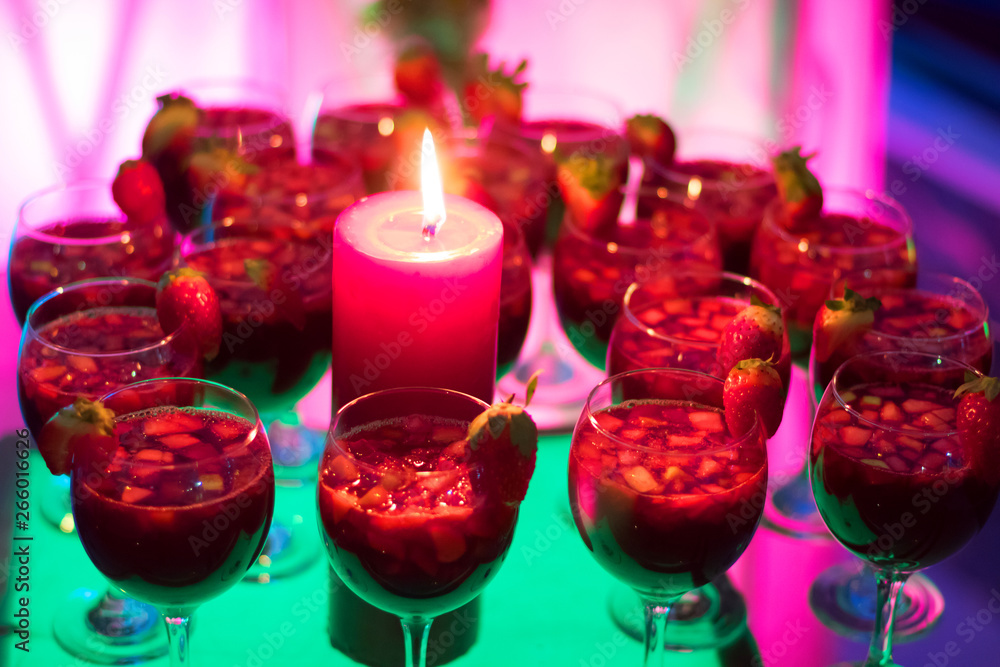 Many glass with non-alcoholic cocktails at the festive reception Many glass with non-alcoholic cocktails at the festive reception