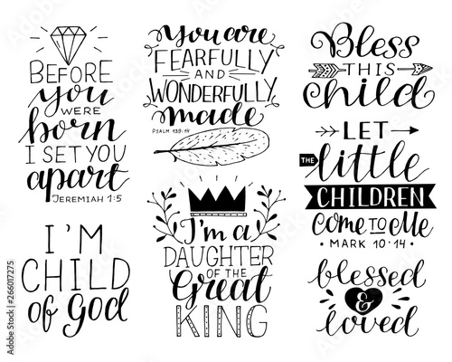 7 hand-lettering motivational bible quotes for kids and baby