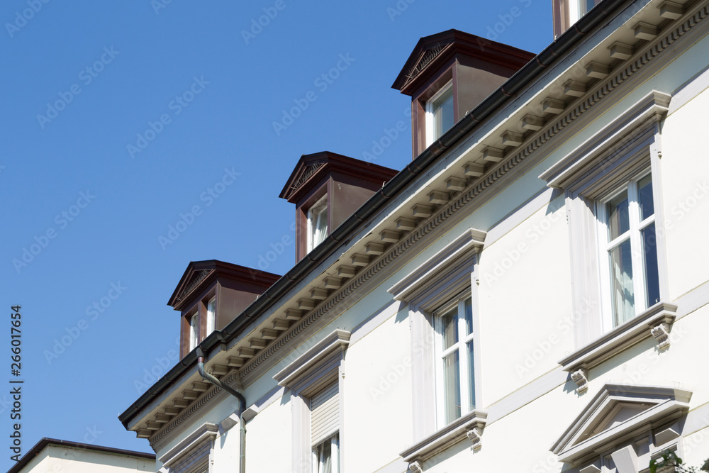 Decorated dormer windows in the Baden city of Lörrach in the Black Forest