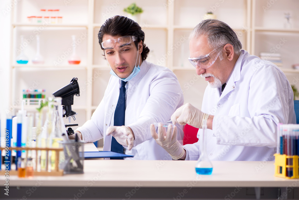 Two chemists working in the lab Two chemists working in the lab
