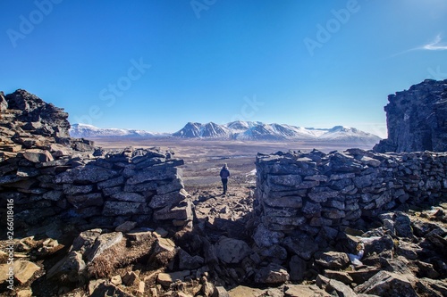 The ruins of the viking fortress Borgarvirki in Iceland