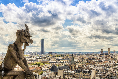 Gargoyle on Notre Dame Cathedral, Paris, France © tbralnina