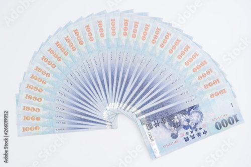 1000 New Taiwan Dollars isolated on white background photo