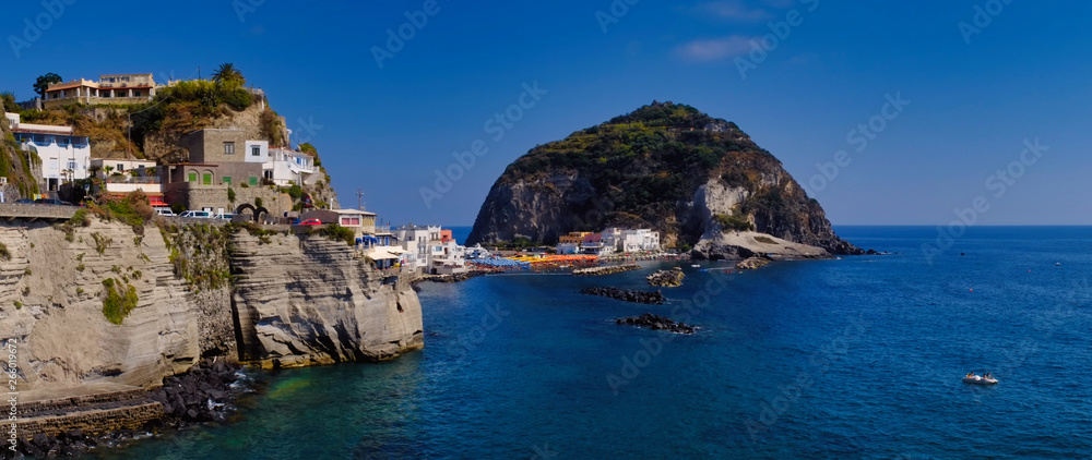 Sant'Angelo Promontory view from the coast, Ischia. Italy