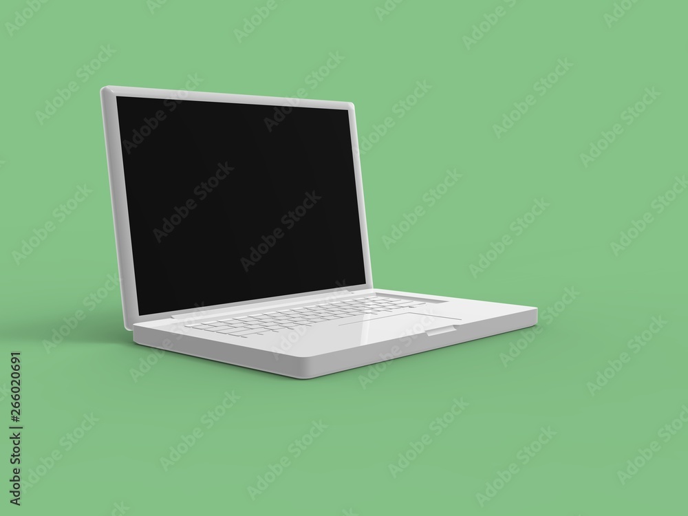 Laptop on green Background 3D Rendering Laptop on green Background 3D Rendering