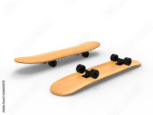 skateboard isolated on White 3D Rendering