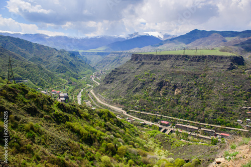 View from above on Debed canyon town Alaverdi, Armenia