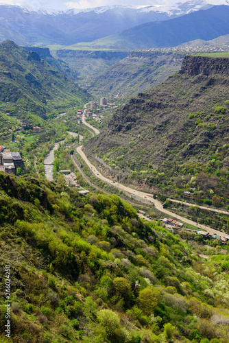 View from above on Debed canyon town Alaverdi, Armenia