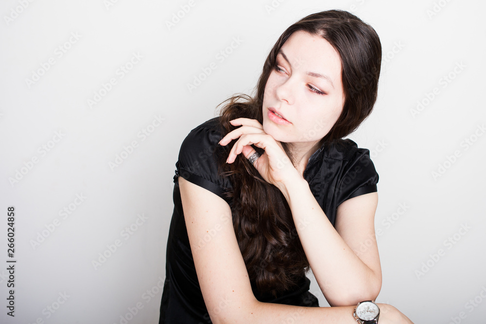 Young friendly brunette smiling. Portrait of a young confident woman, Young friendly brunette smiling. Portrait of a young confident woman,