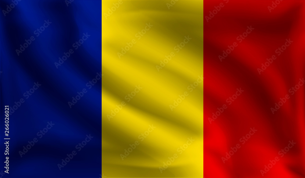 Waving Chads flag, the flag of Chad, vector illustration Waving Chads flag, the flag of Chad, vector illustration