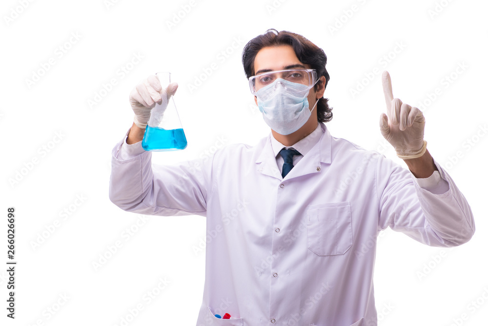 Young chemist isolated on white background Young chemist isolated on white background