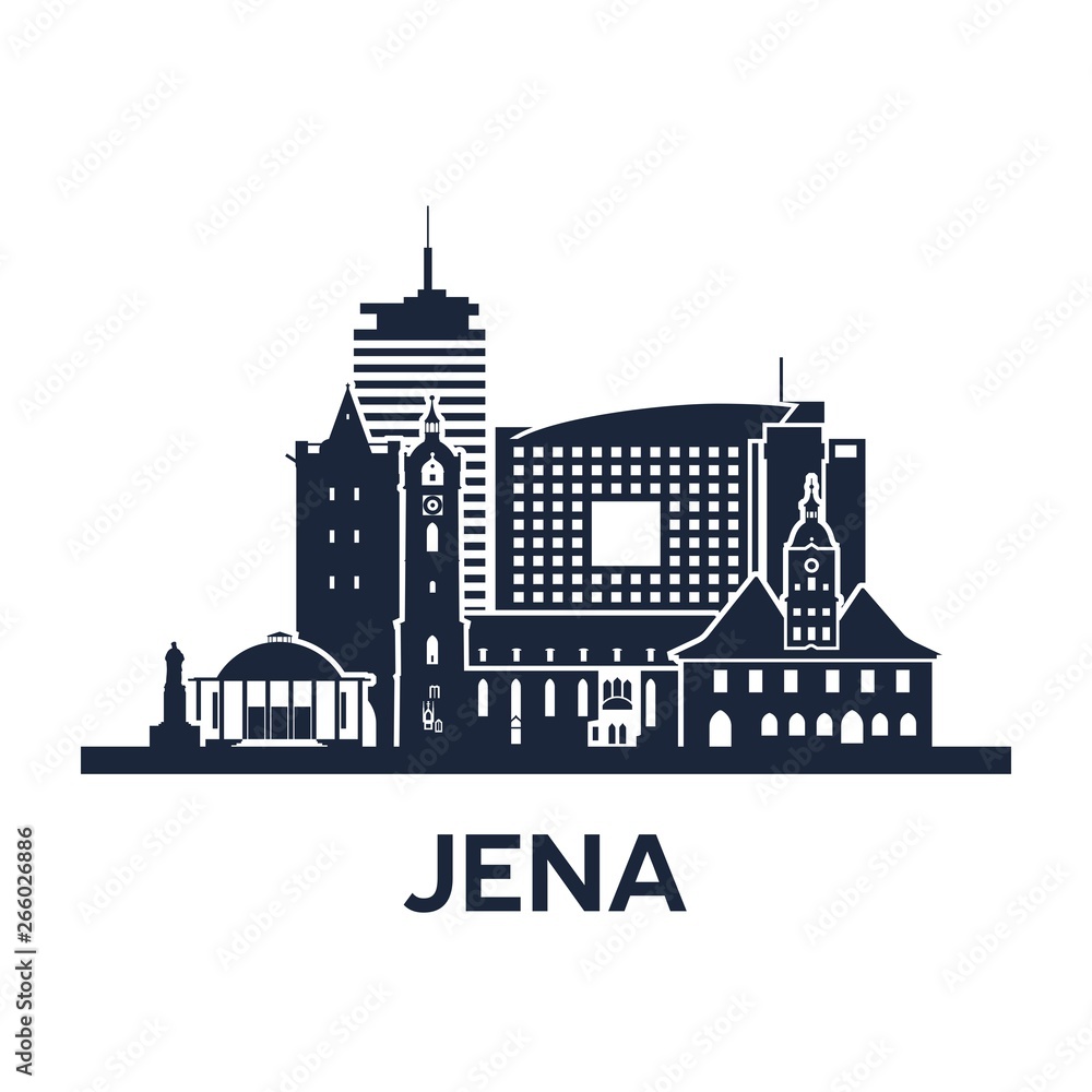 Jena City Skyline. Germany, Thuringia. Solid color.