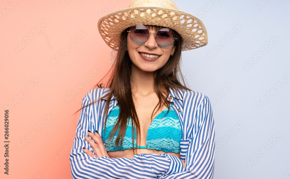 Young woman in bikini laughing Young woman in bikini laughing