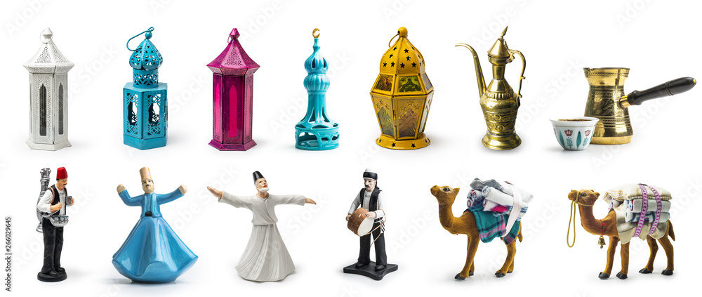 Set of Ramadan Elements, Ramadan elements isolated on white background clipping path included Set of Ramadan Elements, Ramadan elements isolated on white background clipping path included