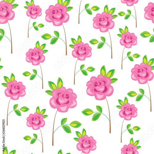 Seamless pattern. Pink flowers  roses. Suitable as wallpaper  as a gift wrapping for Valentine s Day. Creates a festive mood. Vector illustration