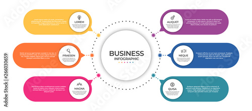 Business infographic template. Timeline concept for presentation, report, infographic and business data visualization. Round design elements with space for text