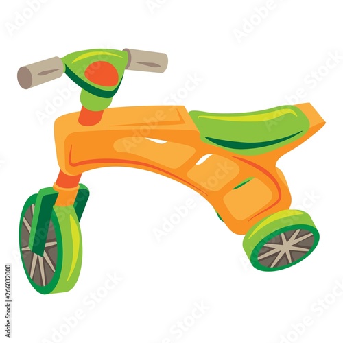 Plastic tricycle icon. Cartoon of plastic tricycle vector icon for web design isolated on white background