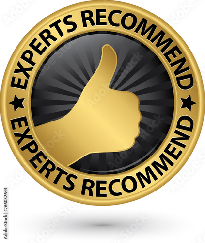 Experts recommend golden label, vector illustration