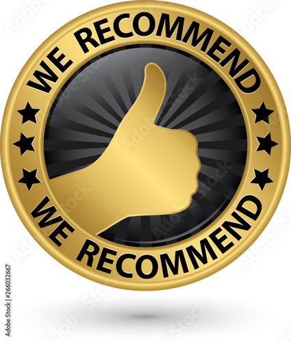 We recommend golden label, vector illustration