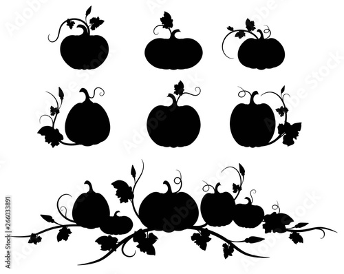 Pumpkin. Black silhouette. Vector illustration