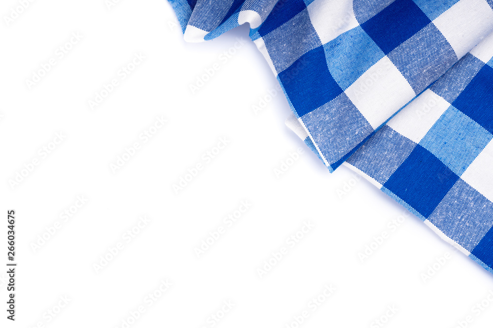 Blue and red tablecloth on white Blue and red tablecloth on white