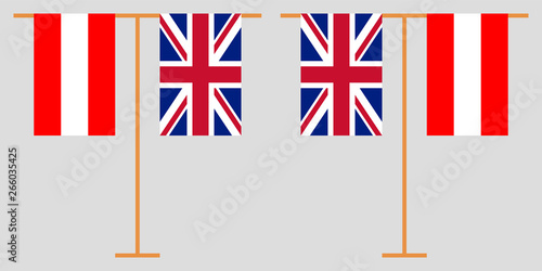 Austria and UK. The Austrian and British vertical flags. Official colors. Correct proportion. Vector