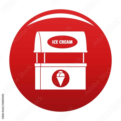 Ice creme selling icon. Simple illustration of ice creme selling vector icon for any design red