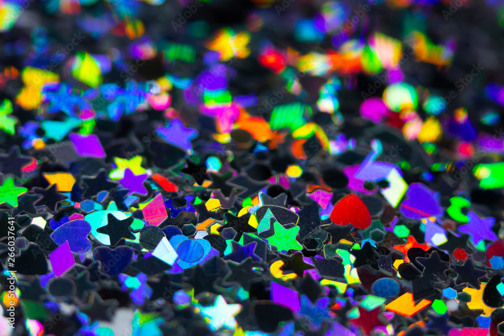 Abstract Shiny Foil Glitter Holographic Stars Hearts Shapes Pretty Background