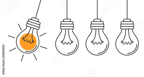 Idea, creative concept bulb sign, innovations background - for stock