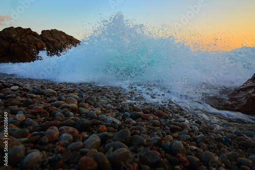 Blue Wave Rising over the Beach