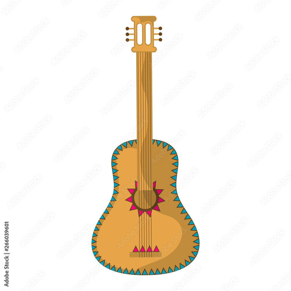 Naklejka premium Isolated colorful and decorated mexican guitar - Vector