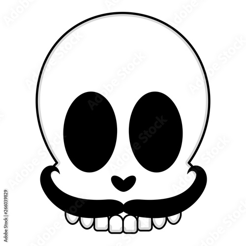 Isolated happy human skull with a moustache - Vector
