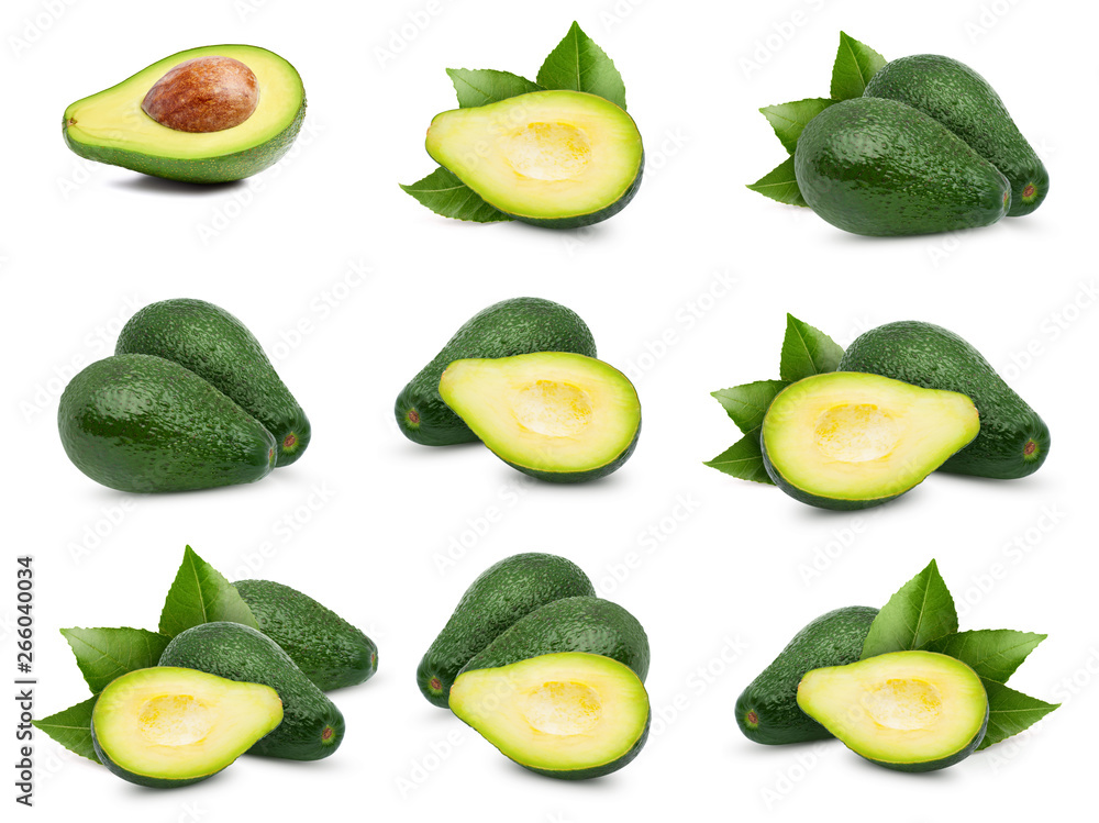 Avocado collection isolated Clipping Path Avocado collection isolated Clipping Path