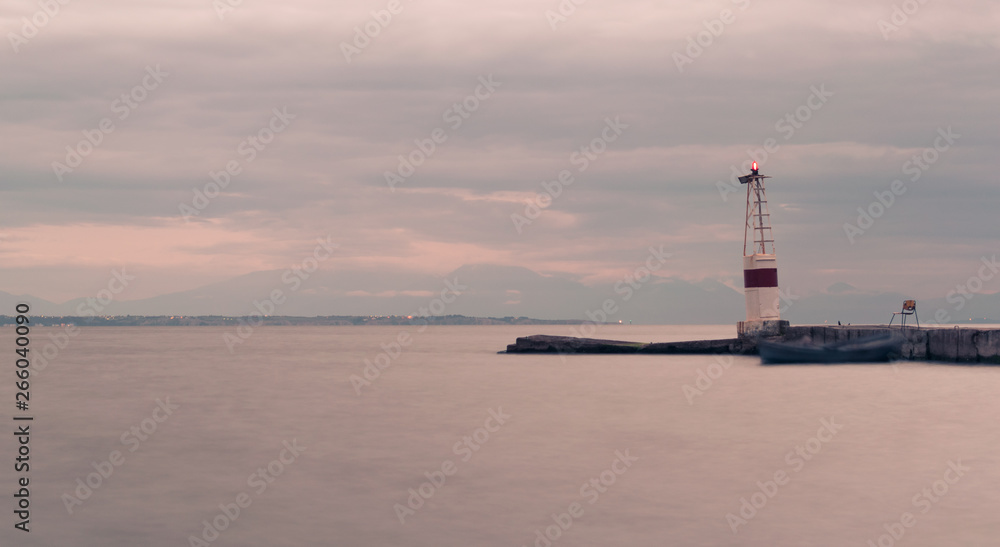 Nostalgic Thessaloniki's port entrance breakwaters lighthouse