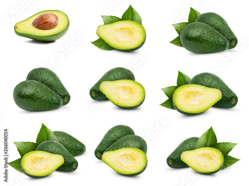 Avocado collection isolated Clipping Path