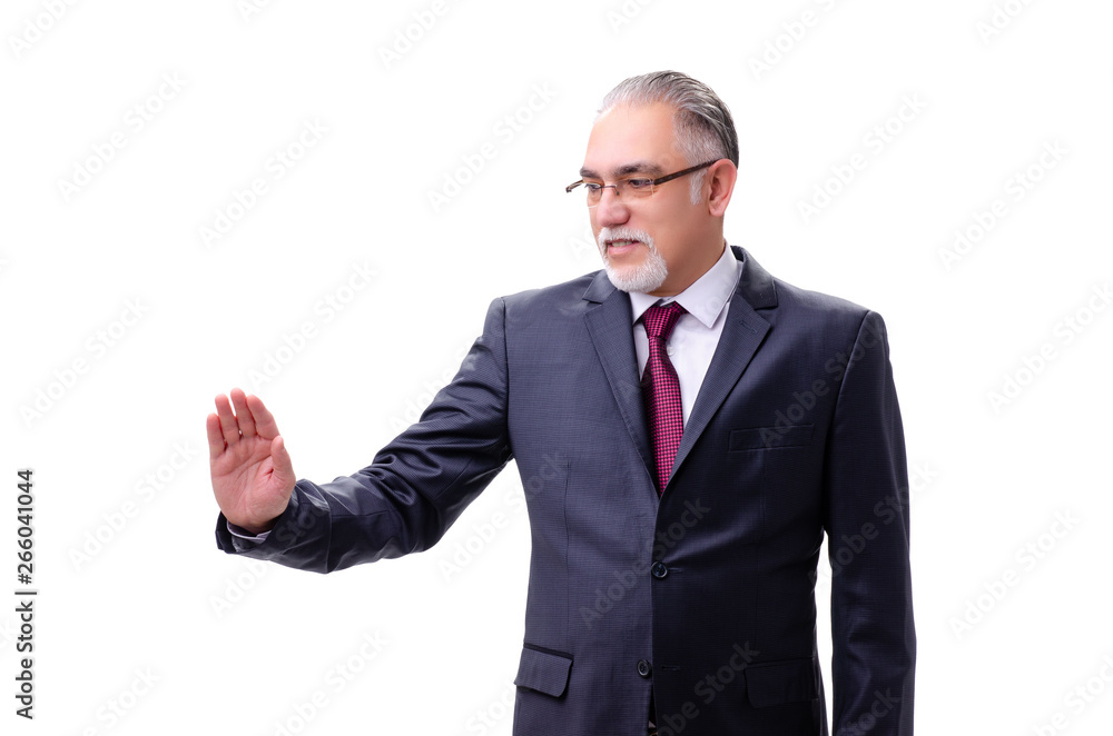 Aged businessman employee isolated on white Aged businessman employee isolated on white