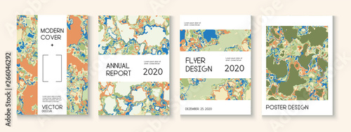Fluid Paint, Clay Texture Vector Cover Layout. Trendy Magazine, Music Poster Template. Modern Earth Day Ecology Poster