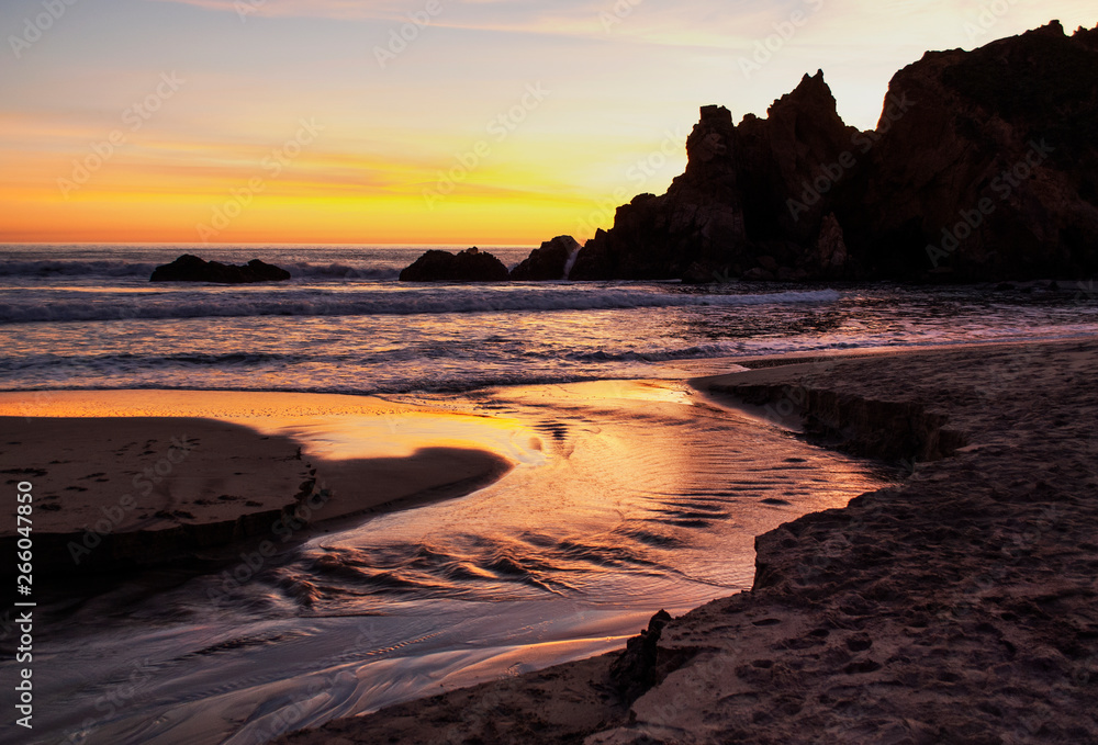 Sycamore Canyon Creek at Sunset, Pfeiffer Beach, Los Padres National  Forest, CA Stock Photo | Adobe Stock