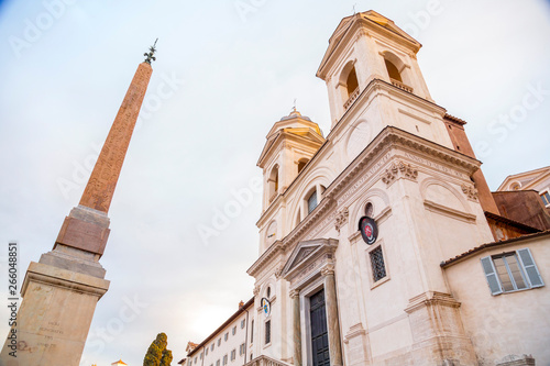 Spanish Steps at Piazza di Spagna and Trinita dei Monti church