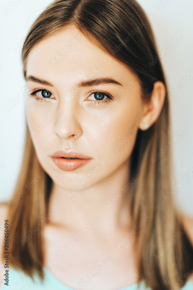 Close up portrait of beautiful young girl with pale skin Close up portrait of beautiful young girl with pale skin