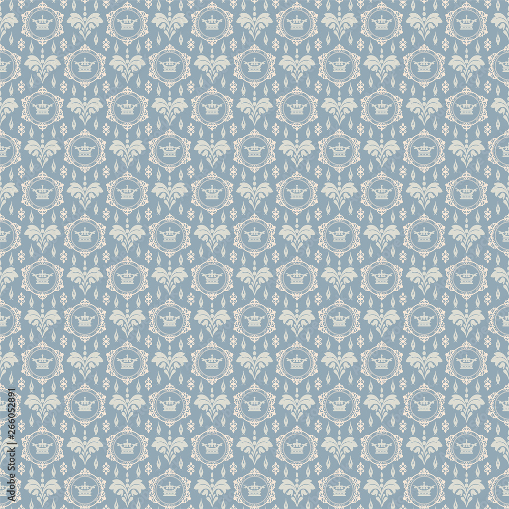 Damask seamless pattern, background texture in vintage style for your design, vector illustration