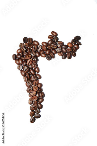 Arabic Number 3 made of Coffee beans